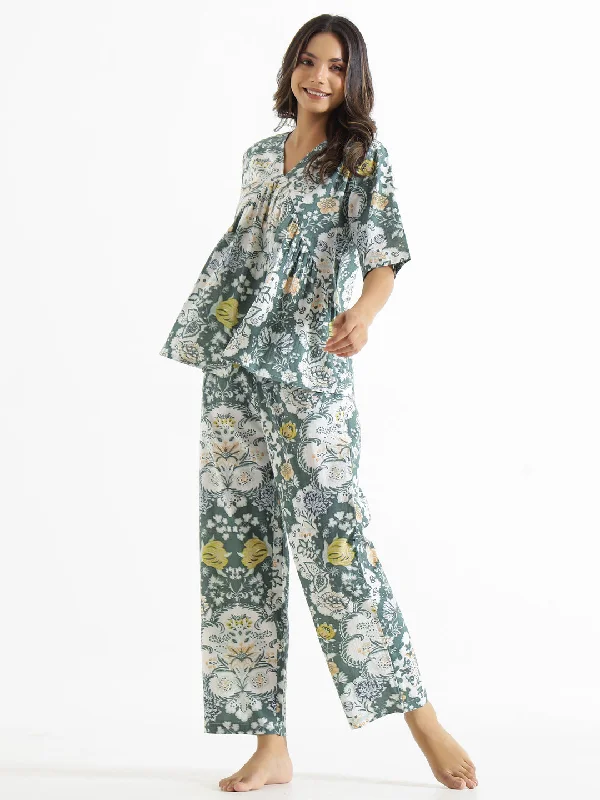 Cadet Green Cotton Loungewear Set