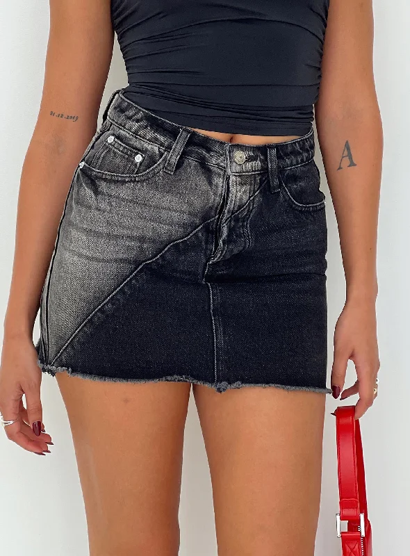 Jellicoe Spliced Denim Skirt Black Wash