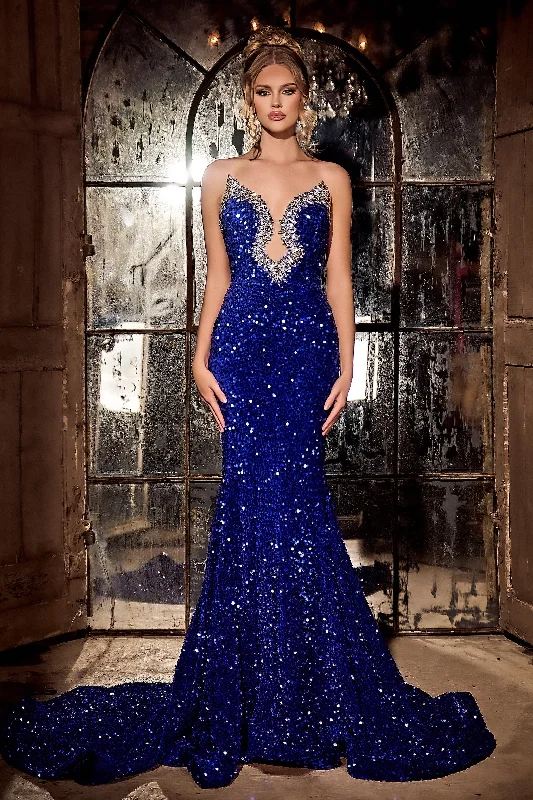 PORTIA & SCARLETT PS23683 Sequin Plunges Mermaid Gown