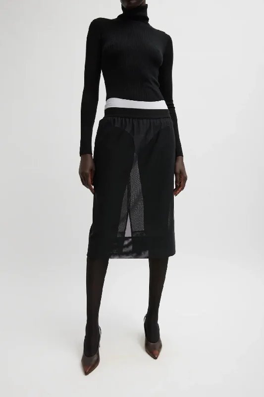 Tibi Power Mesh Skirt - Black