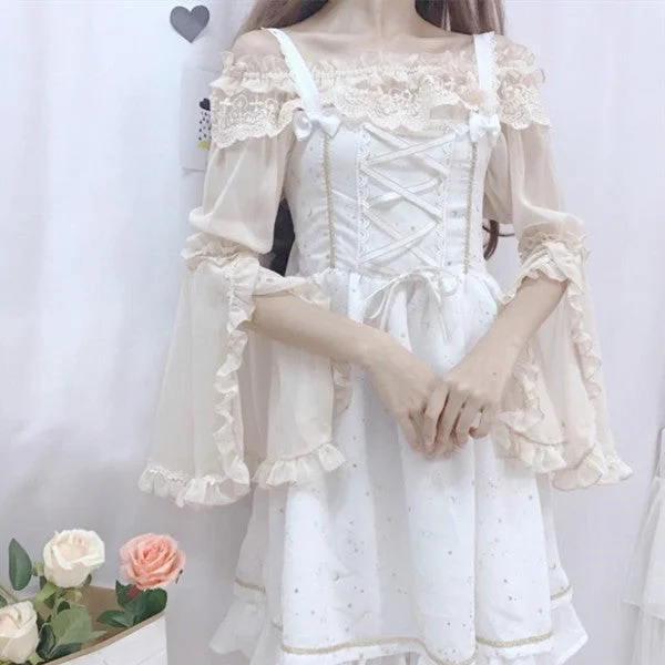 Lolita lace trumpet sleeve chiffon top yv42140