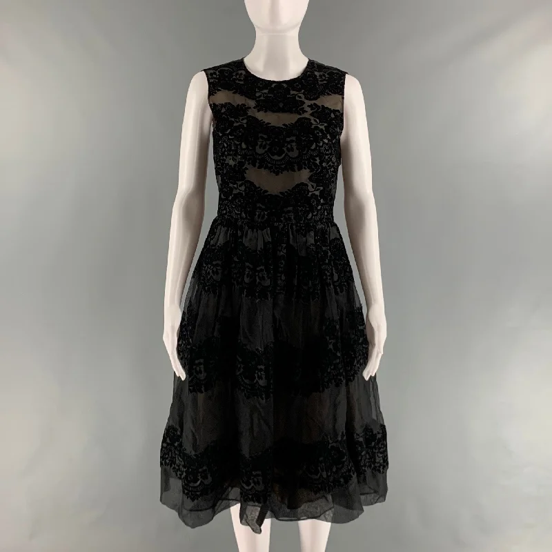 RED VALENTINO Size XS Black Lace A-Line Dress