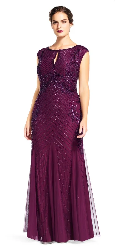 Adrianna Papell - Sequined Cutout Bateau Trumpet Gown AP1E200211SC